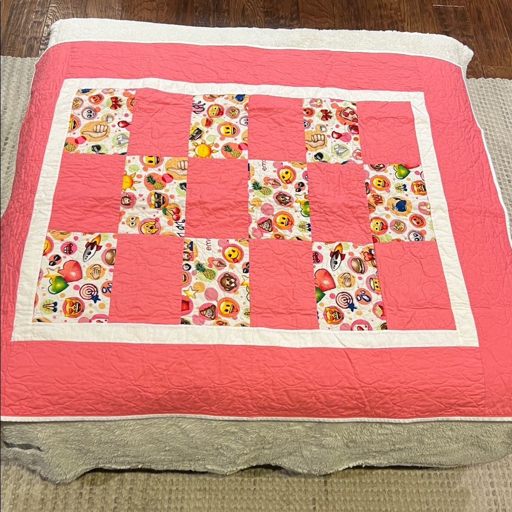 Handmade Emoji Baby Blanket 46” x 39”